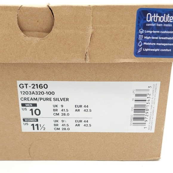 1203A320-100 Asics Gel GT-2160 Cream Pure Silver Dad Shoe Men's Size 10 - Picture 2 of 10